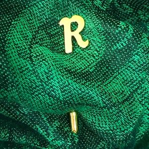 Vintage Gold Tone Letter R Script initial Stick Pin Stickpin Hat Brooch